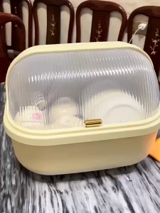 Celyhome Rak Pengering Air Mangkok & Rak Piring Plastik Dengan Tutup Rak Piring/Sendok/Garpu Rak Dapur