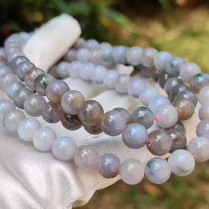 Very Rare Premium Light Green Lavender and Brown Natural Type A Jadeite Jade crafted as 8mm * 98 beads for Necklace or Bracelet with certificate weigh 82.98 grams (bracelet22)