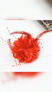Women Flower Feather Beaded Hairband Wedding Corsage Hair Clip Party Wedding Headwear Decoration