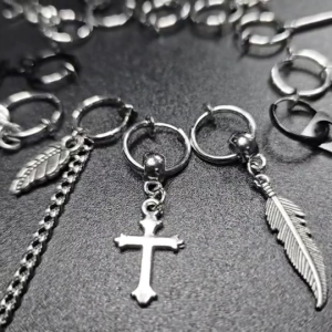 ต่างหูหนีบ ต่างหูห่วง ต่างหู แฟชั่น ผู้ชาย เกาหลี รหัส (W) จำนวน 1 ข้าง