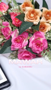 Bunga Artificial Mawar 5 Cabang: Bunga Hias Tahan Lama & Hantaran
