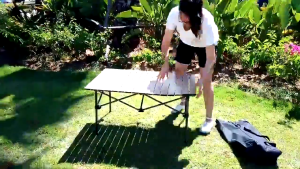 GOOGOO BIRD Roll up Design Alloy Material Portable Folding Table Outdoor Folding Picnic Table Camping Folding Table Or Chair