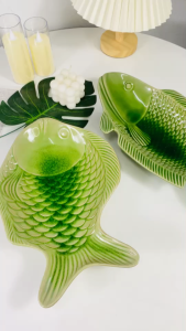 Celadon collection จานเปล จานปลา งานศิลาดล จานสีเขียว