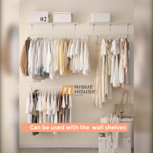 Cloth Rack With Storage Shelf Clothes Bar Wall Hanger Set 100/80/60CM Clothes Hanger Rak Baju Sangkut Baju Penyangkut Baju