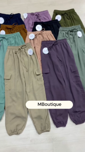 Luna Pants Jogger Cargo / Celana Baggy Pants Crinkle Airflow / Celana Wanita Pinggang Karet