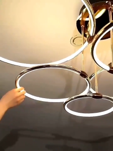 【STAR】Chandelier Ceiling Light for Living Room Modern LED Circle Chandellier Bedroom Lights Creative Dining Tri color Lamp
