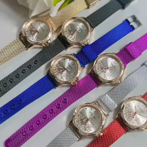 Jam Tangan Wanita Mewah Strap Rubber Motif Desain Bunga Display Quartz Terbaru 2025