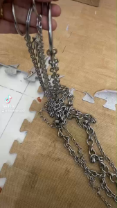 Xích kép chó mèo giá rẻ nhất 4 kích cỡ làm bằng inox không rỉ có móc chống xoắn