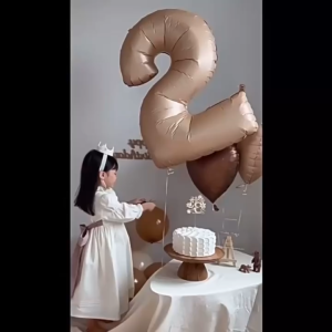 42INCH SUPER LARGE MATTE 0-9 NUMBER FOIL BALLOON• CREAM INS BIRTHDAY PARTY BELON NOMBOR 铝膜奶油焦糖色系数字气球