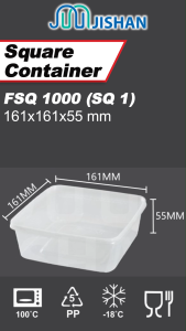 [50pcs] 650/750/1000/1500ml Square Microwavable PP Container with LID/Plastic Food Lunch Box/Kotak Bekas Makanan 塑料饭盒