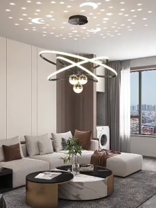 Lampu Gantung Modern LED Lampu Gantung Lingkaran Loteng Ruang Tamu Lampu Proyeksi Langit Berbintang
