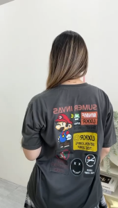 CAROTYLES S Kaos Couple Keluarga Motif TOTORO GARIS Wanita Lengan Pendek Katun