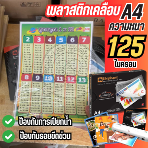 แบ่งขาย 10 แผ่น แผ่นเคลือบ ตราช้าง รุ่น Sure - ขนาด A4: 216 x 303 mm. หนา 125 ไมครอน สำหรับเคลือบรักษาเอกสาร