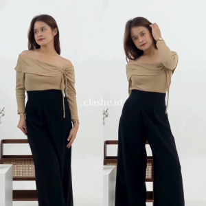 Tavia Sabrina Top Serut Lengan Panjang OOTD by Clashe