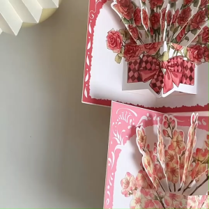 การ์ดอวยพร ป็อปอัพ ดีไอวาย สามมิติ ลายดอกไม้ DIY Pop up Card