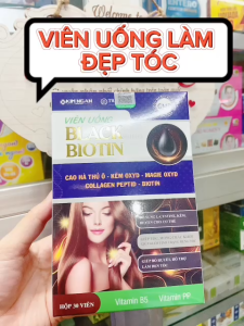 Viên uống mọc tóc BLACK BIOTIN bổ sung L-cystine kẽm biotin giúp tóc móng chắc khỏe giảm rụng tóc làm đen tóc hộp 30 viên