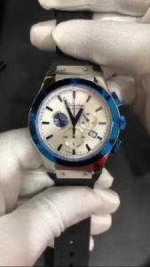 ADRIATICA Swiss Made Premiere Sports Chronograph Watches Blue Bezel Mens Silicone Strap Watch 43mm A8209.T2B3CH