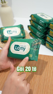 HÀNG CÔNG TY_Khăn ướt Lamy  gói 20 tờ không cồn không parabens cao cấp dành cho em bé