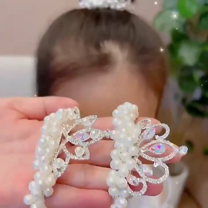 Satu Keluarga Ikat Rambut Anak Perempuan Motif Mahkota Mutiara C879 Crown Hair Ties Karet Rambut