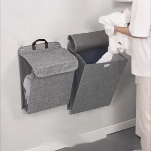 Space-Saving Laundry Organizer – Wall-Mounted with Lid No Floor Space Needed | Ideal for Filipino Bathrooms!