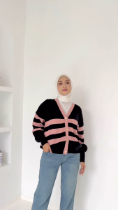 CARDIGAN ELLA STRIPE rajut oversize/sweater rajut wanita terbaru 2024/sweater wanita rajut korean style/cardigan rajut oversize/cardigan rajut wanita terbaru 2024/cardigan wanita rajut korean style/cardigan wanita kekinian