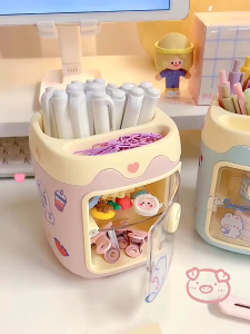 Creative Cartoon Pen Holder and Organizer for Children Pig Nose Pencil Holder Desk Organizer