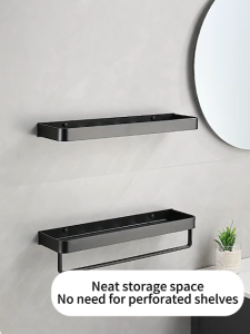 Meidoo Rak Kamar Mandi Aluminium Tempel Dinding Instalasi Bebas Bor Rak Kosmetik Bathroom Drain Rack