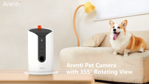 ARENTI Petcam1T for Cats and Dogs | Toss Treats | 2K UHD 3MP | Pet Surveillance Camera | Pet Camera