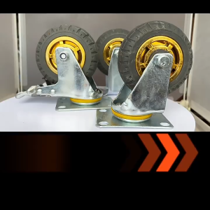 3/5inch Universal Wheel Silent Solid Rubber Wheel Brake Heavy Caster Wheel Noise Reduction Wear -Resistant Reduction Rubber Trolley Wheels