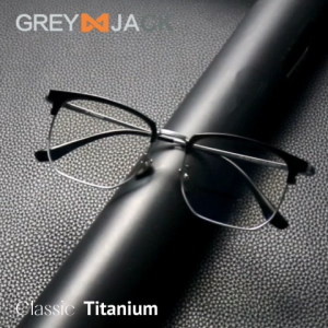 Grey Jack Kacamata Antiradiasi Blueray Bahan Titanium Model Kotak Half Style Bisnis Pria Bisa Minus Simple 88076