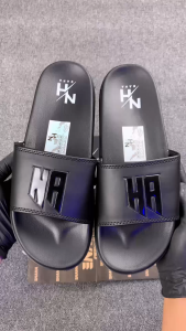 NAHA - Sandal Slop Karet Pria Wanita Logo Hitam Distro Size 34-43