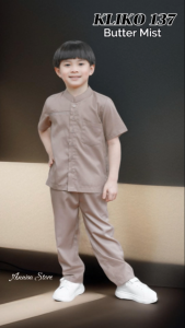 Baju Stegan Anak Cowok Daily Outfit Sebly Kliko 137 Butter Mist Cocok untuk Ngaaji & Casual