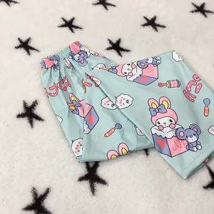 Quần Ngủ Dài Thun Ống Suông Rộng Họa Tiết Hoạt Hình Quần Ngủ Pijama Dễ Thương Có Nhiều Màu Co Dãn Có Size