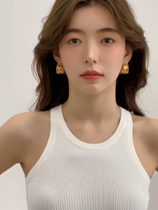 AMINI Anting Wanita Anti karat dan Anti Luntur Lapis Emas Anting Wanita Bentuk Bunga Pisang Anting Wanita Dewasa Asli Anting Tusuk Korea Style E1-16
