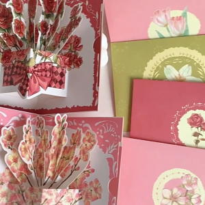 การ์ดอวยพร ป็อปอัพ ดีไอวาย สามมิติ ลายดอกไม้ DIY Pop up Card