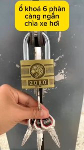 Ổ khóa ZORO đầu báo chìa xe hơi càng ngắn cao cấp thép chống gỉ chống nước khóa cửa ngoài trời