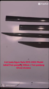 LIST BODY SIDE BODY MOULDING LIST SAMPING PINTU AGYA AYLA 2013-2018 CHROME HARGA 1SET(4PINTU)