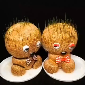 Grass Head Room Decor Children Growing Grass Doll Toys Indoor Office Table Plant Decor Gift With Tray
