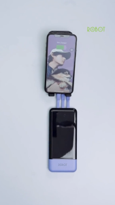 Robot 10000mAh Portable Power Bank with Quick Charge 3A Type-C/Lightning/Micro USB Charging Cables LED Display 12 Months Warranty - New