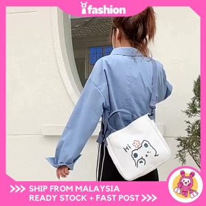 iFASHION 1179 Women Cute Big Capacity Canvas Sling Crossbody Shoulder Messenger Bag Wanita Beg Silang Tangan Perempuan