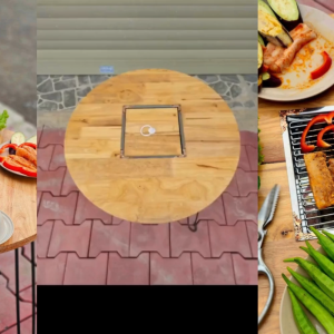 Bàn nướng than BBQ gấp gọn tròn D60 chuyên nướng tại nhà - Bàn nướng lẩu gấp gọn tiện lợi đi camping dã ngoại