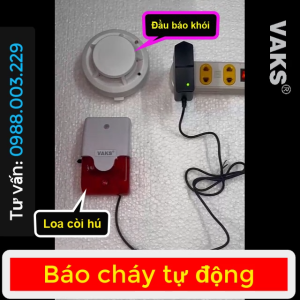 Bộ cảm biến báo động khi có KHÓI chuông rời không dây - Xuyên tường xuyên kính - 50m