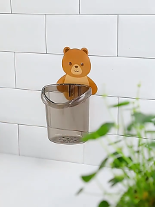 RAK SIKAT GIGI GAMBAR BERUANG / DISPENSER SIKAT GIGI / GANTUNGAN GELAS TEMPEL / WADAH SIKAT GIGI