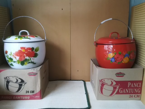Panci gantung 24 Deluxe (Merah Kembang.) - 24 Deco (Putih Kembang.) / Timbangan / Enamel