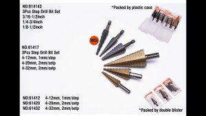 STEP DRILL SET 3PCS MATA BOR TINGKAT SET BOR PAGODA SET BOR CEMARA KERUCUT 3-20mm