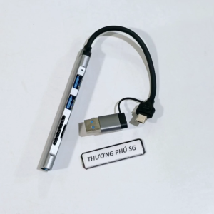 Hub USB C (2 IN 1 Dock USB C to USB A): Chuyển Type C ra 3 USB3.0 và Reader SD TF)