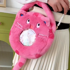 Túi đeo chéo MÈO HỒNG phong cách độc đáo dễ thương túi đeo vai vải nhung lông mềm mịn dành cho các bạn nữ