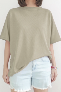 Blus Wanita Oversize - Atasan Waffle Polos Jumbo Big Size - Lingkar Dada 120cm