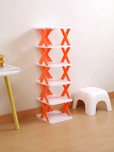 Rak Sepatu Plastik 4 Susun - Tempat Sandal Serbaguna Desain X Modern