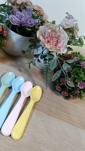 CHOBIG Sendok Plastik Bayi Warna Warni / Alat Makan Saji Anak 4 bj / Kids Spoon Pastel